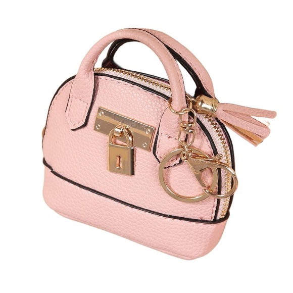 NEW Mini Purse Bag Charm Keychain Micro Pouch Bag Cles Compact Mini Wallet Pink - Picture 3 of 12